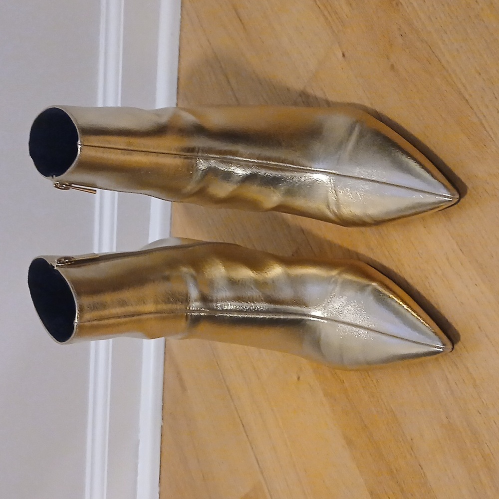 Gold Metallic Booties - Picture 2 of 4